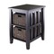 Contemporary Home Living 25” Dark Brown Espresso Side Table with Two Foldable Baskets